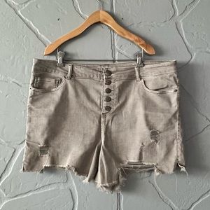 Rue 21 Tan Distressed High Waist Shorts